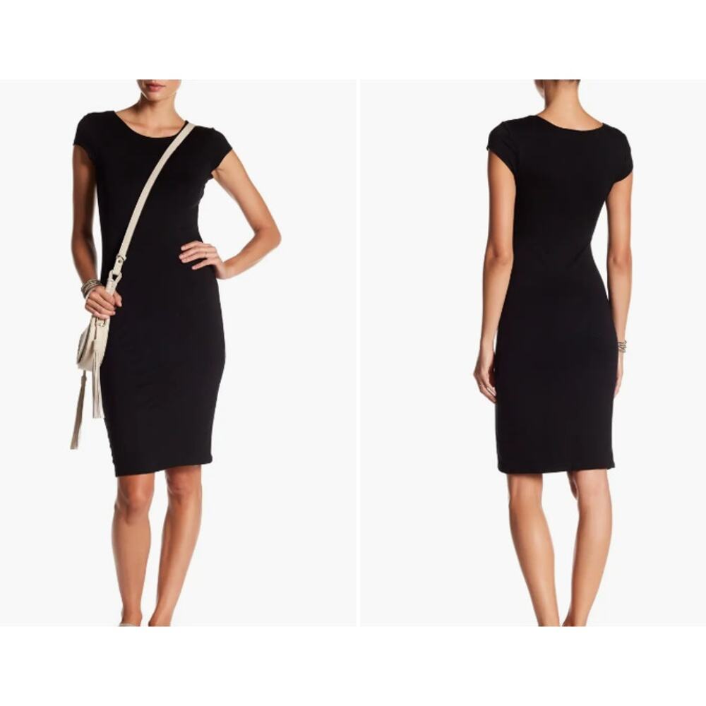 Velvet Torch Size XS Cap Sleeve Bodycon Little Black Dress Lined Minimalist